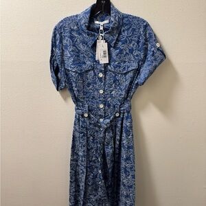 10 Crosby Derek Lam Blue Floral Midi Dress